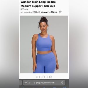 NWT Lululemon Wunder Train Long Line Sports Bra